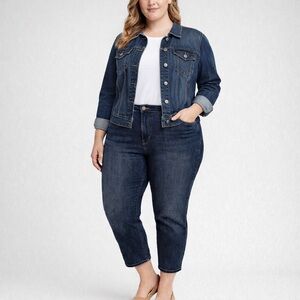 Jones New York Lexington Skinny Crop Jeans Woman Size 20W Blue Denim Dark Wash